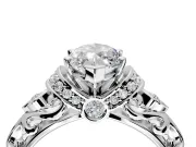Solitaire Engagement Ring Setting for Marquise Center with Filigree Band and Prong Head in Platinum