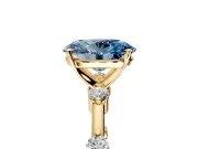 Solitaire Engagement Ring Setting for Fancy Blue Oval Center with Bezel Station Band and Prong Head in Yellow Gold