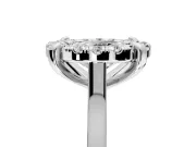 Single Halo Engagement Ring Setting for Oval Center with Corner Claws, Plain Band and Prong Head in Sterling Silver