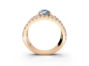 Solitaire Engagement Ring Setting for Fancy Blue Pear-Shaped Center with Wide-Open Split Shank and Prong Head in Rose Gold