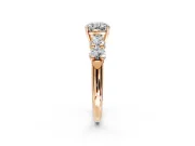 5 Stone Engagement Ring Setting for Cushion Cut Center with Graduated Accents and Prong Head in Rose Gold
