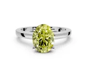 Solitaire Engagement Ring Setting for Fancy Yellow Oval Center with Basket Rail and Prong Head in White Gold