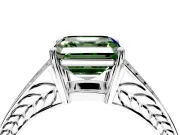 Split Shank Engagement Ring Setting for Fancy Green Asscher Cut Center with Pave Split Shank and Prong Head in Platinum