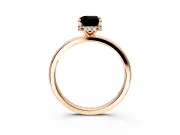 Hidden Halo Engagement Ring Setting for Fancy Black Emerald Cut Center with Plain Band and Tall Prong Head in Rose Gold
