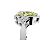 Cluster Engagement Ring Setting for Fancy Yellow Pear-Shaped Center with Milgrain Shoulder Clusters and Prong Head in Platinum