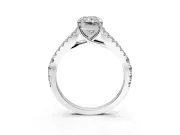Solitaire Engagement Ring Setting for Radiant Cut Center with Pave Split Shank and Prong Head in White Gold