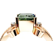 Solitaire Engagement Ring Setting for Fancy Green Princess Cut Center with Twisted Band and Scroll Prong Head in Rose Gold