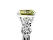 5 Stone Engagement Ring Setting for Fancy Yellow Radiant Cut Center with Graduated Accents and Prong Head in White Gold