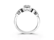 Leaf Engagement Ring Setting for Emerald Cut Center with Milgrain Accent Band and Prong Head in Platinum
