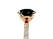 Solitaire Engagement Ring Setting for Fancy Black Round Cut Center with Fine Pave Accents and Prong Head in Rose Gold