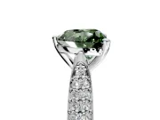 Solitaire Engagement Ring Setting for Fancy Green Heart-Shaped Center with Multi-Row Accents and Prong Head in Platinum