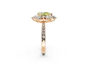 Floral Halo Engagement Ring Setting for Fancy Yellow Pear-Shaped Center with Pave Accents and Prong Head in Rose Gold