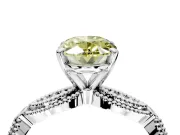 Solitaire Engagement Ring Setting for Fancy Yellow Oval Center with Marquise Panel Band and Prong Head in Sterling Silver