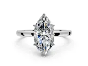 Hidden Halo Engagement Ring Setting for Marquise Center with Plain Band and Tall Prong Head in Sterling Silver