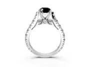 Solitaire Engagement Ring Setting for Fancy Black Oval Center with Pave Cathedral Shoulders and Prong Head in White Gold