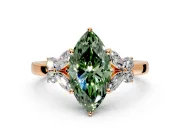 Solitaire Engagement Ring Setting for Fancy Green Marquise Center with Marquise Flower Shoulders and Prong Head in Rose Gold