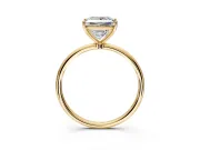 Solitaire Engagement Ring Setting for Princess Cut Center with Straight Thin Band and Prong Head in Yellow Gold