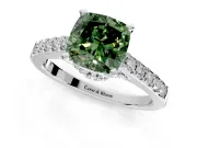 Solitaire Engagement Ring Setting for Fancy Green Cushion Cut Center with Crossover Accents and Prong Head in Platinum