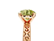 Solitaire Engagement Ring Setting for Fancy Yellow Round Cut Center with Scrollwork Band and Prong Head in Rose Gold