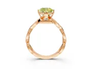 Solitaire Engagement Ring Setting for Fancy Yellow Cushion Cut Center with Accented Twist Band and Leaf Prong Head in Rose Gold