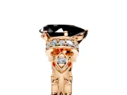Solitaire Engagement Ring Setting for Fancy Black Pear-Shaped Center with Filigree Band and Prong Head in Rose Gold