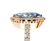 Halo Engagement Ring Setting for Fancy Blue Marquise Center with Inner Milgrain Border and Prong Head in Rose Gold