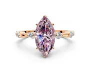 Solitaire Engagement Ring Setting for Fancy Pink Marquise Center with Bezel Station Band and Prong Head in Rose Gold