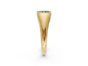 Tension Engagement Ring Setting for Fancy Green Radiant Cut Center with Wide Tapered Band and Tension Head in Yellow Gold
