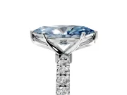 Open Basket Engagement Ring Setting for Fancy Blue Marquise Center with Pave Band and Prong Head in Platinum