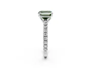 Solitaire Engagement Ring Setting for Fancy Green Asscher Cut Center with Large Accent Band and Prong Head in Sterling Silver
