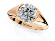 Tension Engagement Ring Setting for Round Cut Center with Wide Tapered Band and Tension Head in Rose Gold