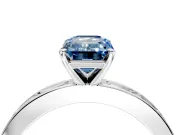 Solitaire Engagement Ring Setting for Fancy Blue Emerald Cut Center with Channel Baguette Band and Prong Head in Sterling Silver
