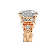 Solitaire Engagement Ring Setting for Radiant Cut Center with Filigree Band and Prong Head in Rose Gold