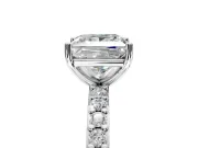 Solitaire Engagement Ring Setting for Princess Cut Center with Round Cut Pave Band and Prong Head in Sterling Silver