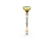 Solitaire Engagement Ring Setting for Fancy Yellow Asscher Cut Center with Alternating Size Accents and Prong Head in Yellow Gold