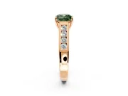 Solitaire Engagement Ring Setting for Fancy Green Cushion Cut Center with Round Cut Channel Band and Prong Head in Rose Gold