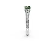 Solitaire Engagement Ring Setting for Fancy Green Cushion Cut Center with Pave Rail Split Shank and Prong Head in Sterling Silver