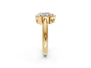 Halo Engagement Ring Setting for Pear-Shaped Center with Tapered Plain Band and Prong Head in Yellow Gold