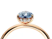 Solitaire Engagement Ring Setting for Fancy Blue Pear-Shaped Center with Plain Band, Open Basket and Prong Head in Rose Gold