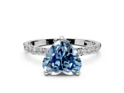 Solitaire Engagement Ring Setting for Fancy Blue Heart-Shaped Center with Pave Accents and Prong Head in Platinum
