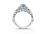 Solitaire Engagement Ring Setting for Fancy Blue Oval Center with Filigree Band and Prong Head in Platinum