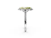 Halo Engagement Ring Setting for Fancy Yellow Marquise Center with Raised Halo, Pave Band and Prong Head in White Gold
