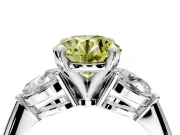 3 Stone Engagement Ring Setting for Fancy Yellow Round Cut Center with Large Pear-Shaped Accents and Prong Head in White Gold