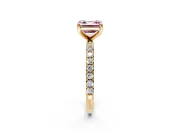 Solitaire Engagement Ring Setting for Fancy Pink Asscher Cut Center with Micro Pave Band and Prong Head in Yellow Gold