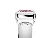 Solitaire Engagement Ring Setting for Fancy Pink Princess Cut Center with Wide Band and Bezel Head in Platinum