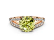 Solitaire Engagement Ring Setting for Fancy Yellow Round Cut Center with Pave Split Shank and Prong Head in Rose Gold