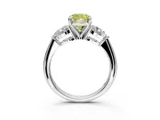 3 Stone Engagement Ring Setting for Fancy Yellow Cushion Cut Center with Large Pear-Shaped Accents and Prong Head in Platinum