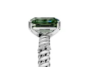 Rope Engagement Ring Setting for Fancy Green Emerald Cut Center with Accent Shoulders and Prong Head in White Gold
