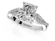 Solitaire Engagement Ring Setting for Radiant Cut Center with Twisted Pave Split Shank and Prong Head in Platinum
