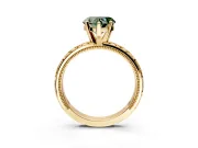 Solitaire Engagement Ring Setting for Fancy Green Heart-Shaped Center with XO Engraved Band and Prong Head in Yellow Gold